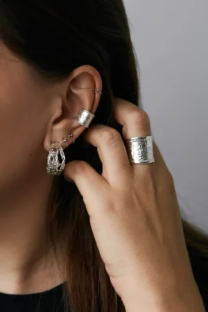 Rainfall silver adjustable wide ring - on hand